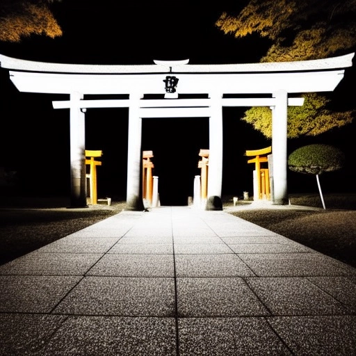 00095-0-ghost standing in shinto torii gate, night time in the park, magical gateway, mysterious, ghost, shinto spirit.webp